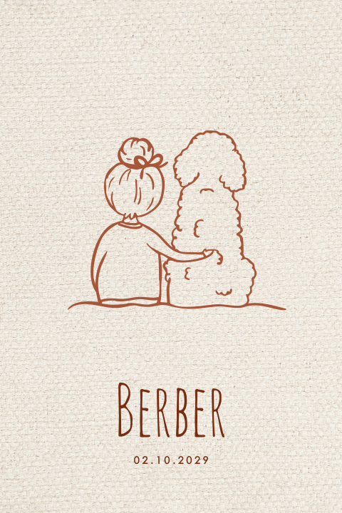 Geboortekaartje meisje lijntekening hond labradoodle