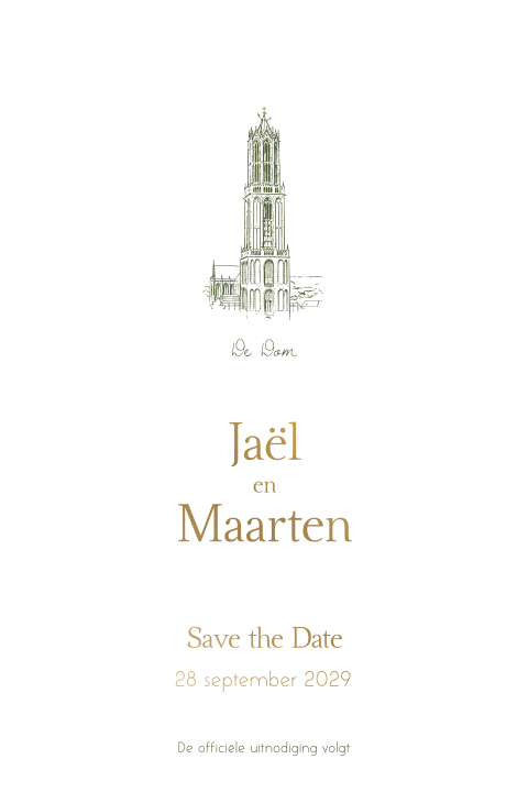 Save the Date kaart kalkpapier lijntekening trouwlocatie