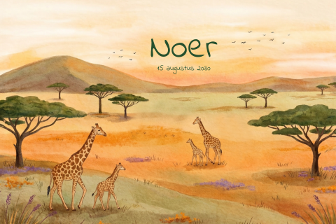 Geboortekaartje giraffen familie savanne 