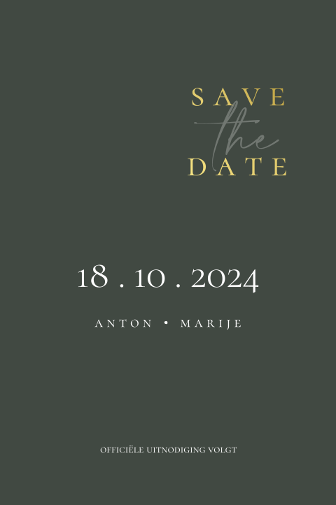 Save the Date groen met goudfolie