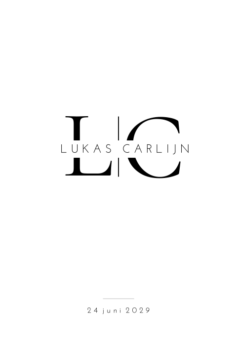 Trouwkaart strak modern monogram initialen
