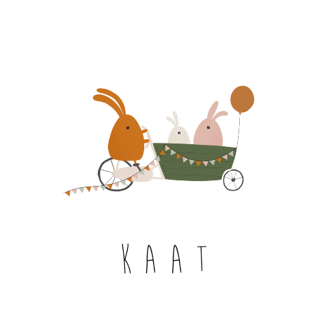 Geboortekaartje konijnen bakfiets