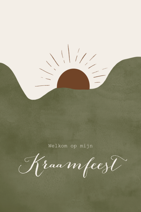 Kraamfeest kaartje bergen zon