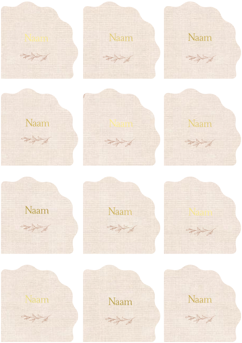 Naamkaartjes bruiloft linnen look schulprand