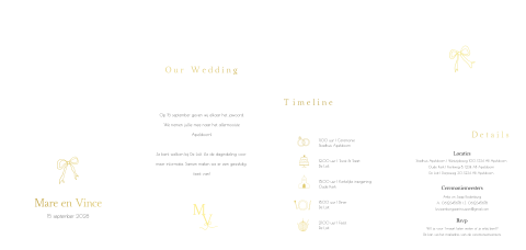Pocketfold trouwkaartenset gouden strikjes