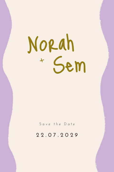 Save the Date handgetekende golvende rand