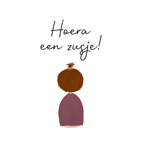 Sticker traktatie hoera een zusje brunette meisje