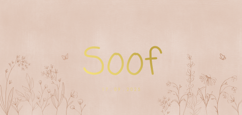 Geboortekaartje lichtroze structuur bloemen vlinders