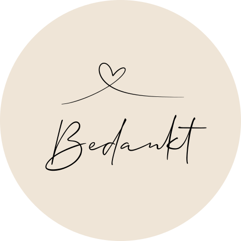 Sticker bedankje bruiloft met lijntekening hartje