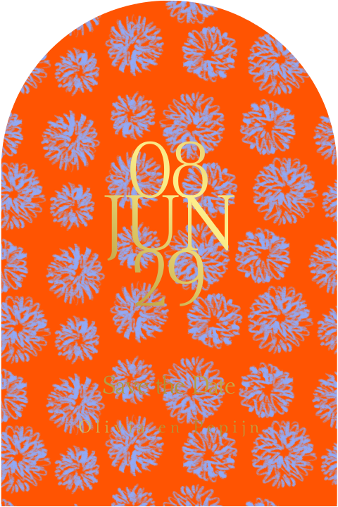 Save the Date boogvorm kleurrijk bloemenpatroon