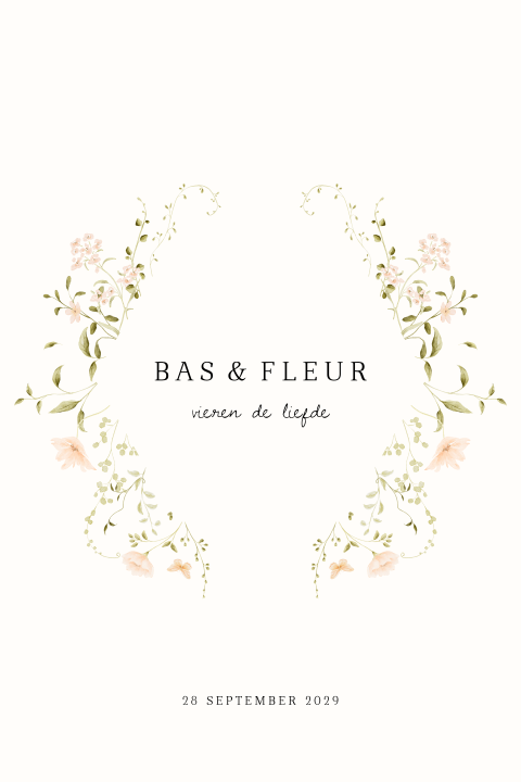 Trouwkaart pastel wilde bloemen