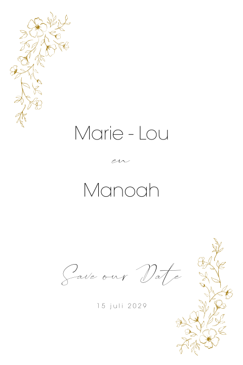 Save the Date kaart botanisch bloemen lijntekening