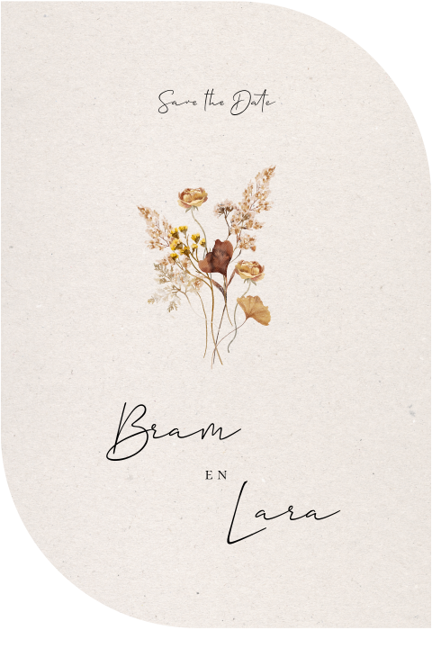 Save the Date unieke vorm halfrond bloemen