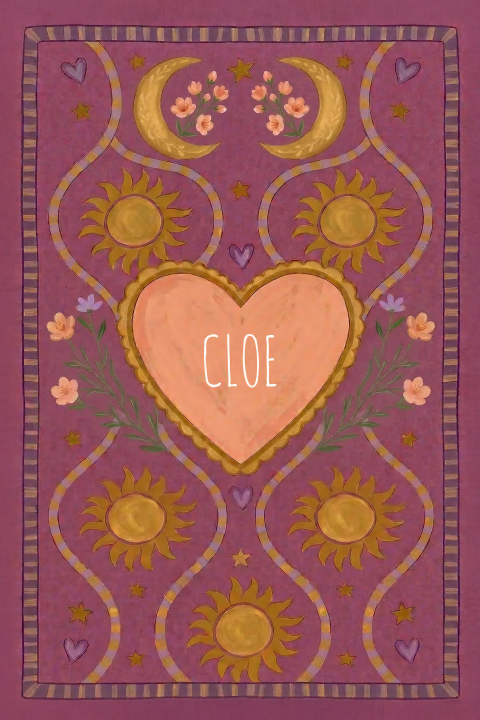 Geboortekaartje meisje boho eclectic hartje zon maan