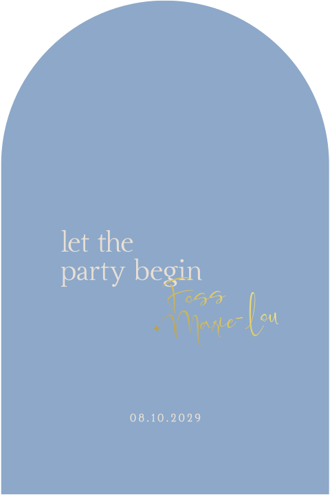 Save the Date boogvorm zand blauw