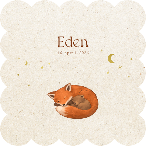 Geboortekaartje neutraal vosje beertje