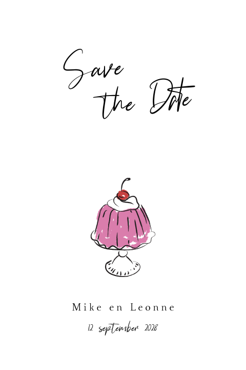 Save the Date bruiloft roze taart