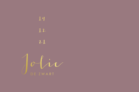 Geboortekaartje aubergine paars met koperfolie voorzijde