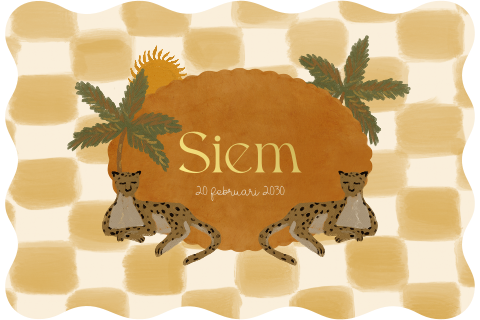 Geboortekaartje neutraal panters palmbomen 