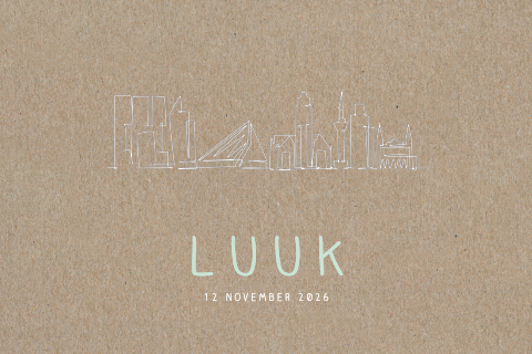 Geboortekaartje illustratie skyline Rotterdam kraft