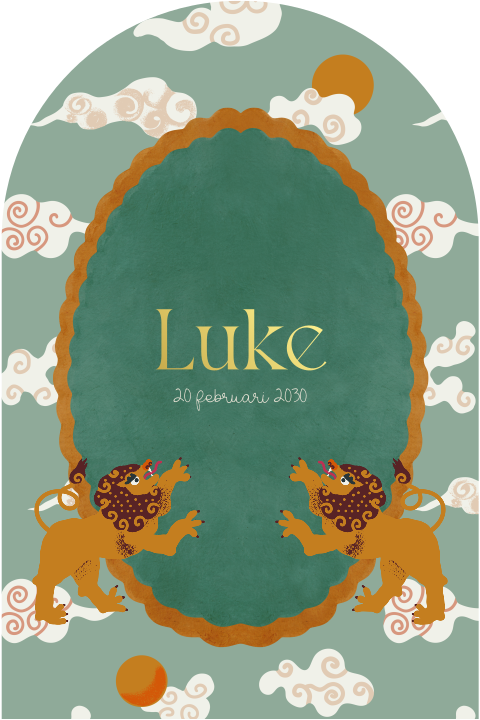 Geboortekaartje jongen folklore leeuw