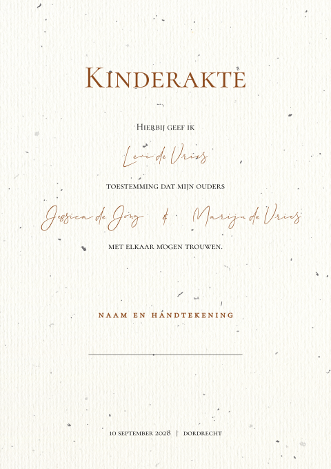 Kinderakte bruiloft zwarte vlekjes