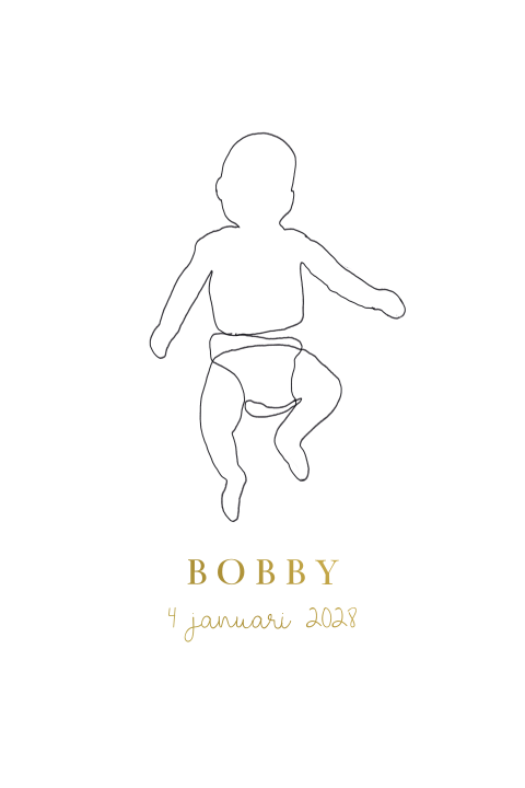 Lijntekening baby goudfolie