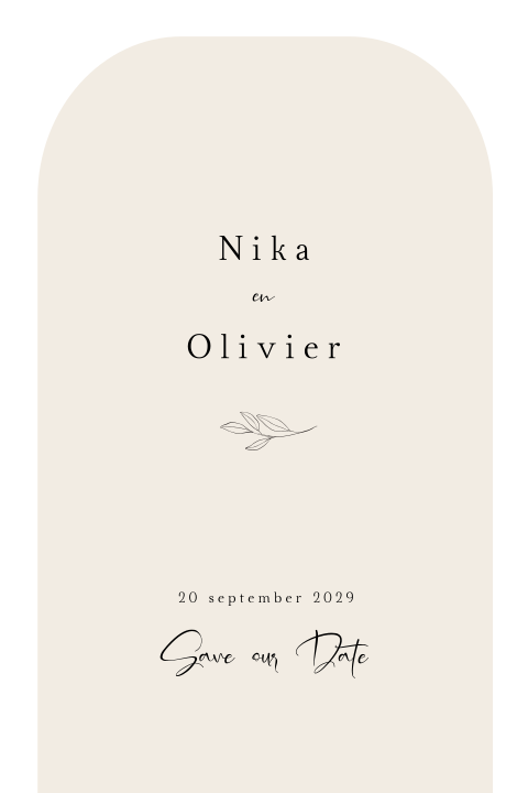 Klassieke Save the Date naturel tinten takje