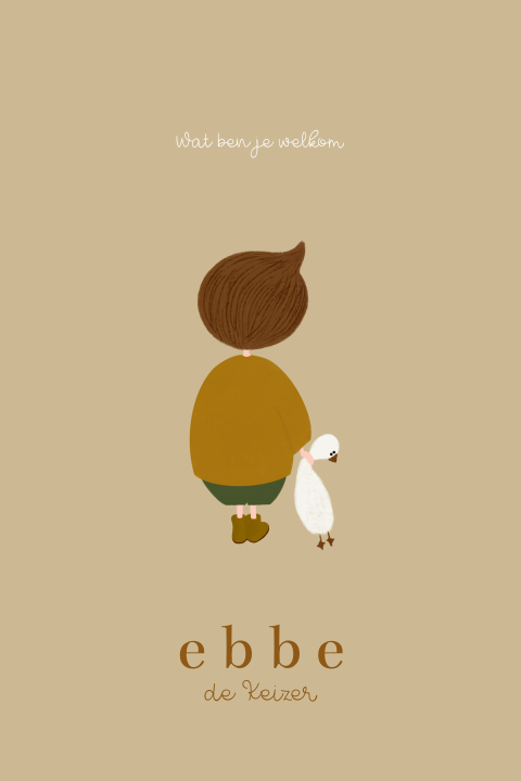 Geboortekaartje jongen knuffel gans