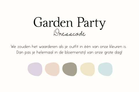 Dresscode kaartje bruiloft Garden Party