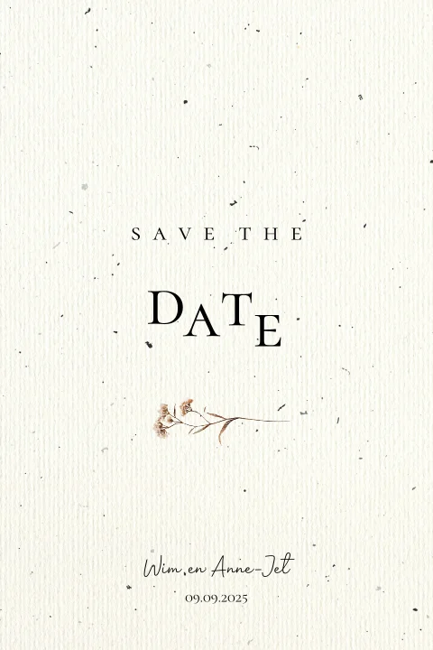 Save the date met gevlekte achtergrond en veldbloem
