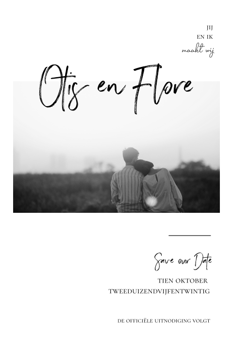 Save the Date kaart foto zwart wit