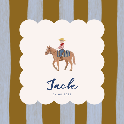Geboortekaartje western cowboy jongen paard