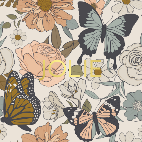 Geboortekaartje bloemen en vlinders