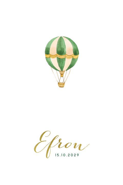 Geboortekaartje jongen luchtballon watercolor groen