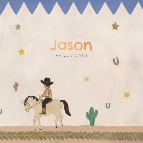 Geboortekaartje cowboy jongen paard