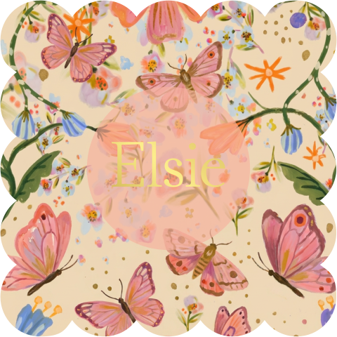 Geboortekaartje meisje bloemen vlinder patroon