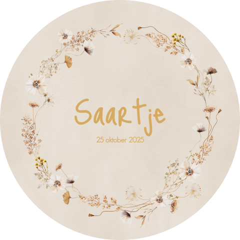 Raamsticker rond droogbloemen krans