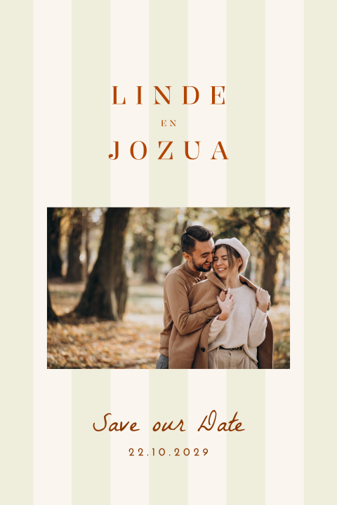 Save the Date foto strepen groen terracotta