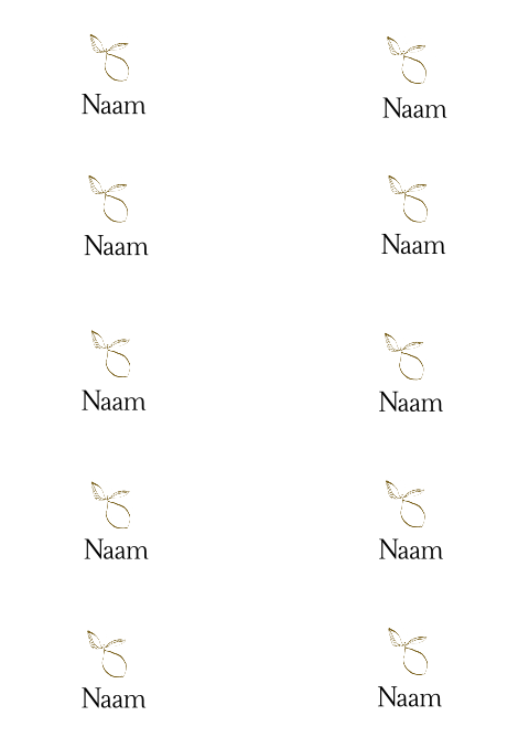 Naamkaartjes bruiloft half rond citroen lijntekening