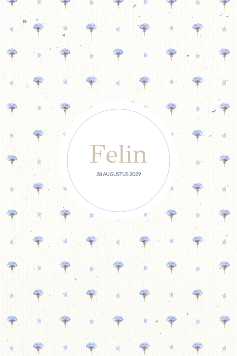 Geboortekaartje meisje blauw bloemetjes patroon