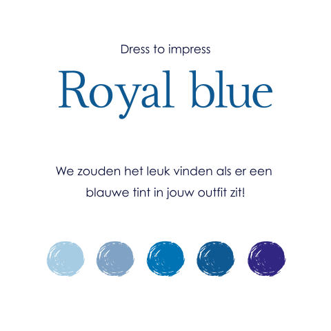 Dresscode kaartje bruiloft blauwe tinten