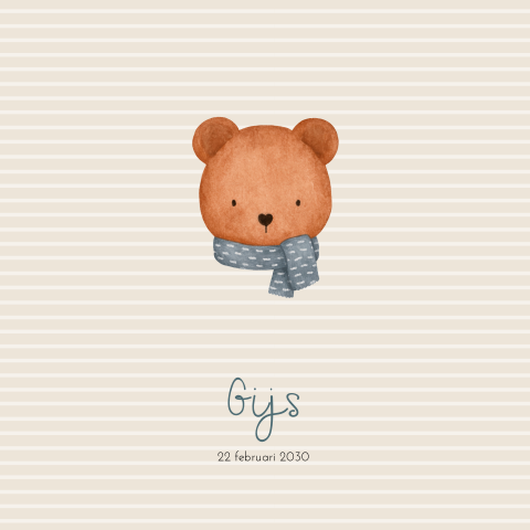 Geboortekaartje jongen winter beer sjaal