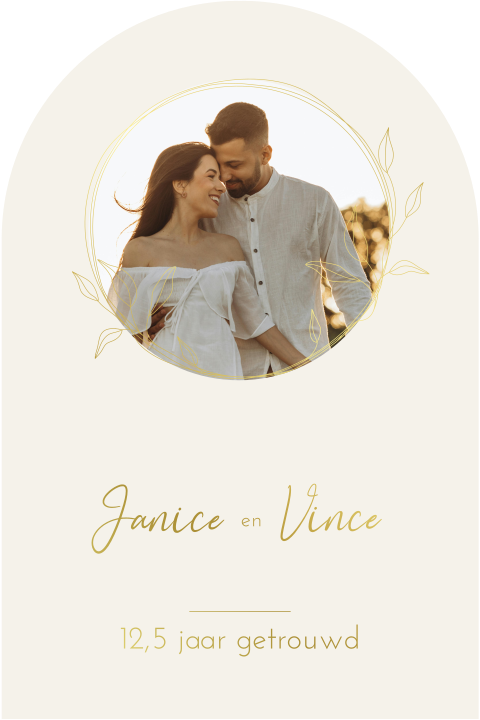 Kaart huwelijks jubileum boog foto bladerkrans