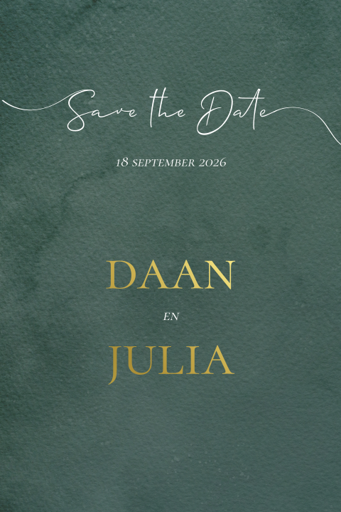 Save the Date bruiloft groen aquarel