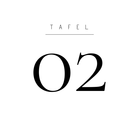 Modern tafelnummer bruiloft diner zwart wit