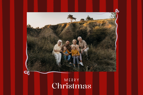 Kerstkaart eigen foto kerst kader strikjes strepen