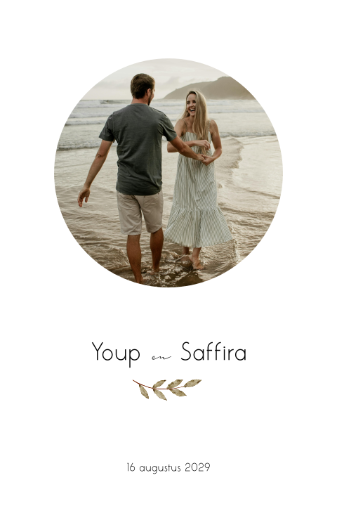 Trouwkaart foto cirkel groen takje