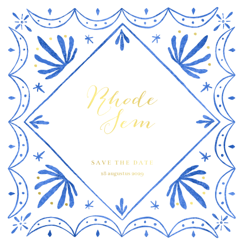 Save the Date mediterraans blauw zee