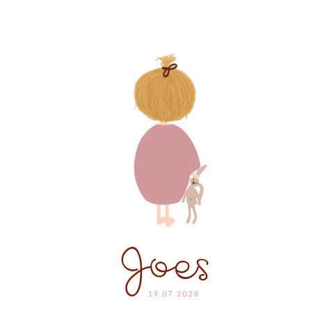 Geboortekaartje illustratie meisje met knuffel